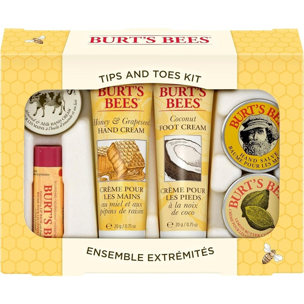 Burt's Bees Gifts Ideas Tips and Toes Set, 6 Travel Size Products in Gift Box